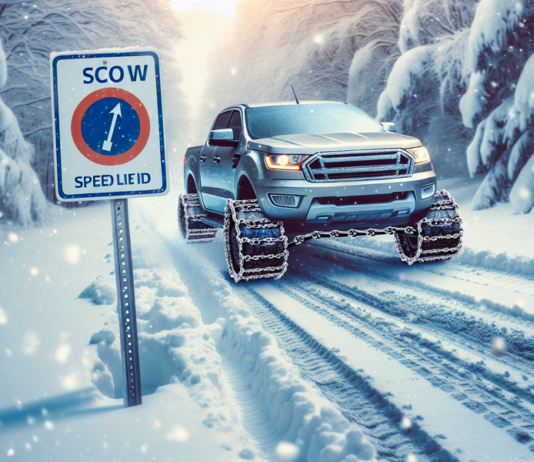 Wie schnell darf ein Kraftfahrzeug mit Schneeketten höchstens fahren? Wie schnell darf ein Kraftfahrzeug mit Schneeketten höchstens fahren?