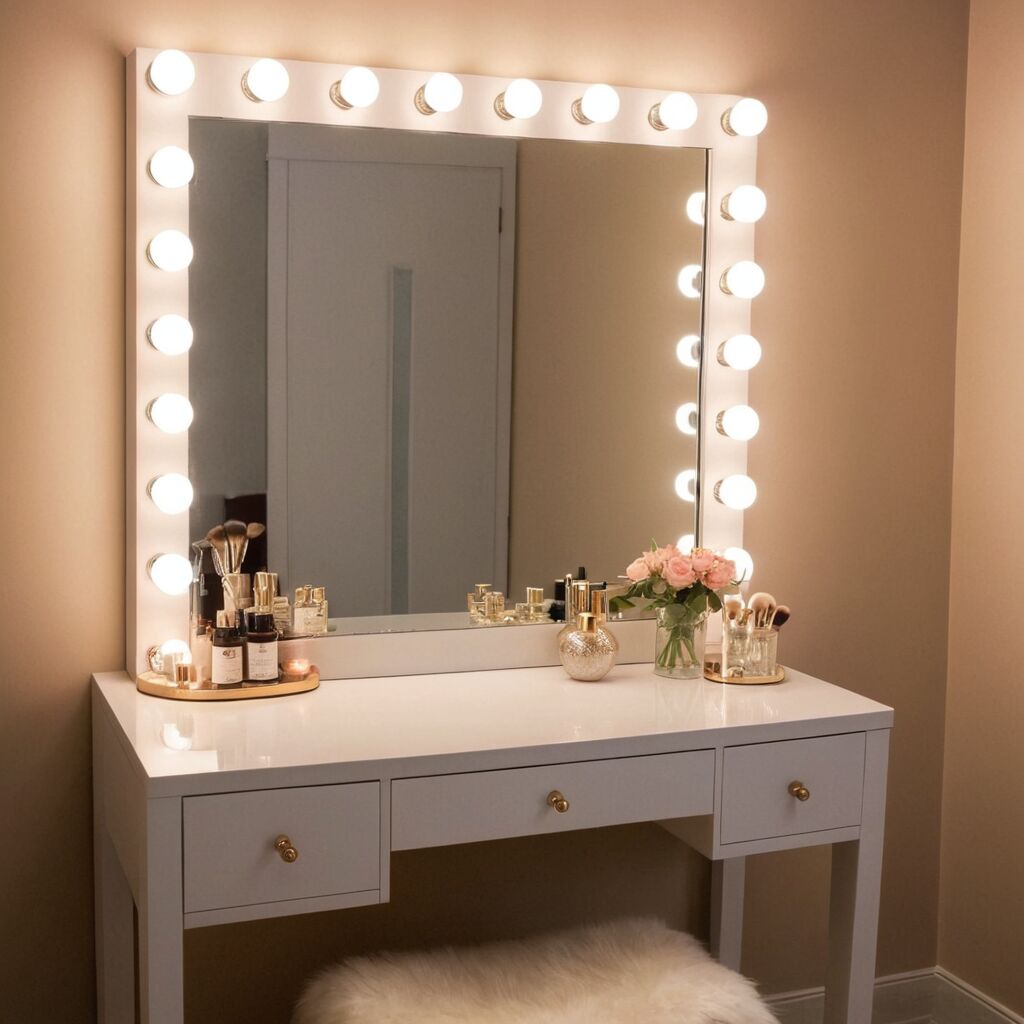 Schminktisch mit Spiegel und Licht: Der perfekte Ort für Ihr Make-up-Ritual