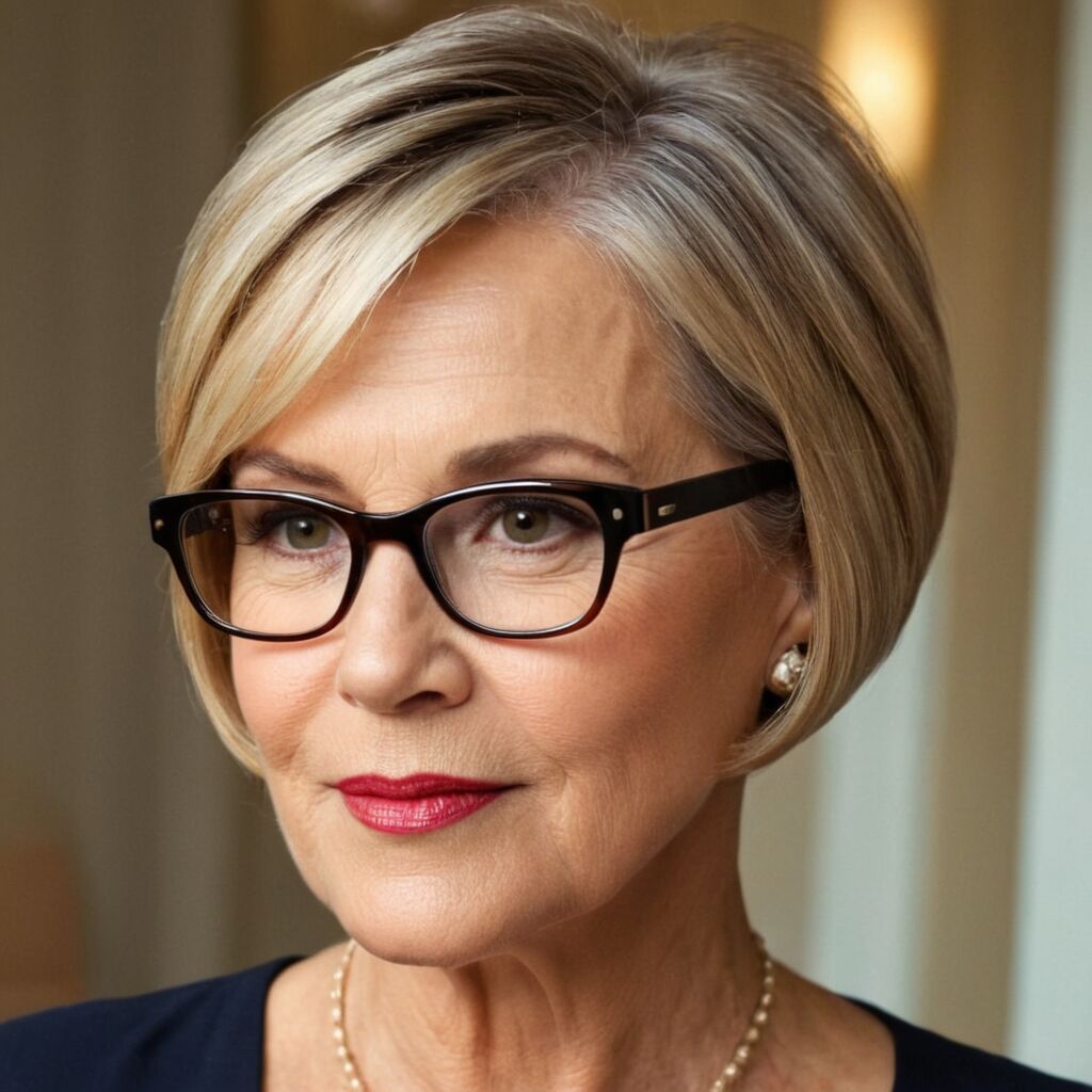 Mit Brille: Kurzhaarfrisuren ab 60, die jünger machen