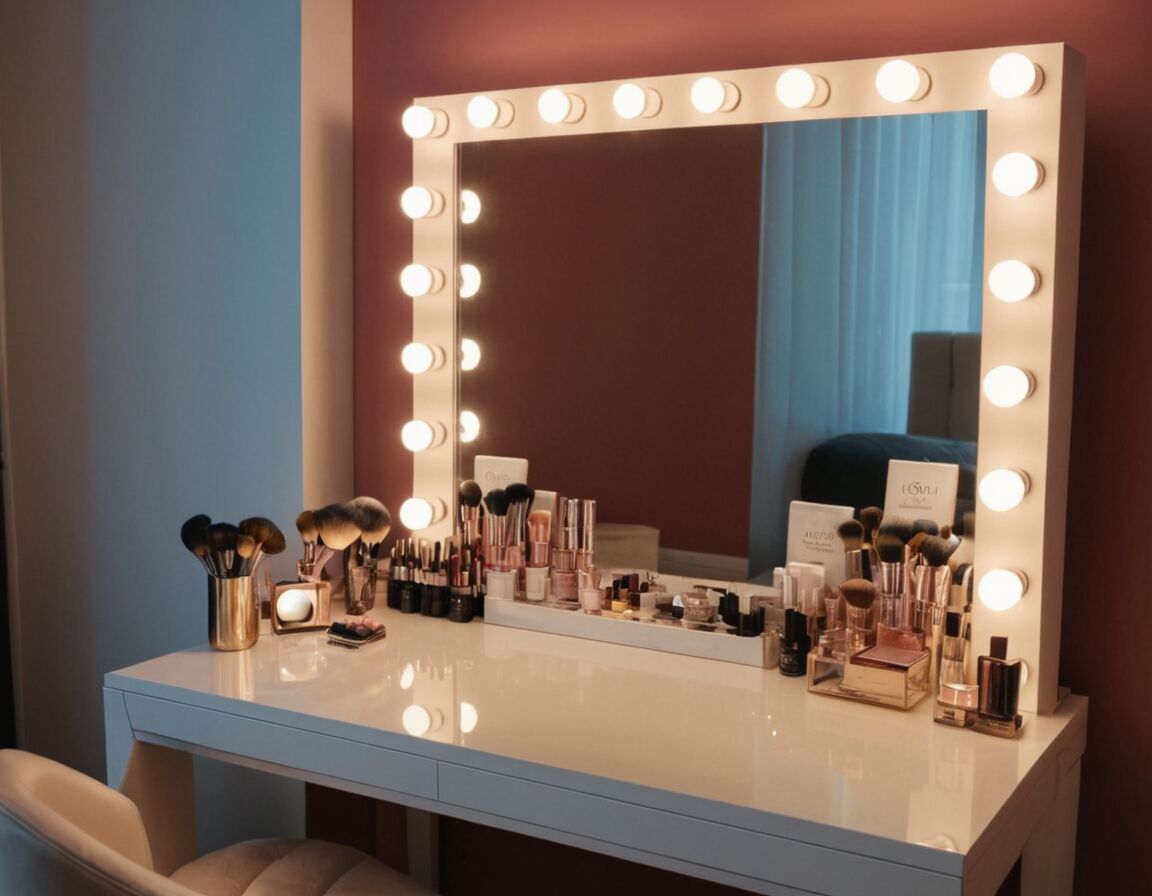 Spiegel mit verstellbarem Rahmen für optimale Sicht - Schminktisch mit Spiegel und Licht: Der perfekte Ort für Ihr Make-up-Ritual