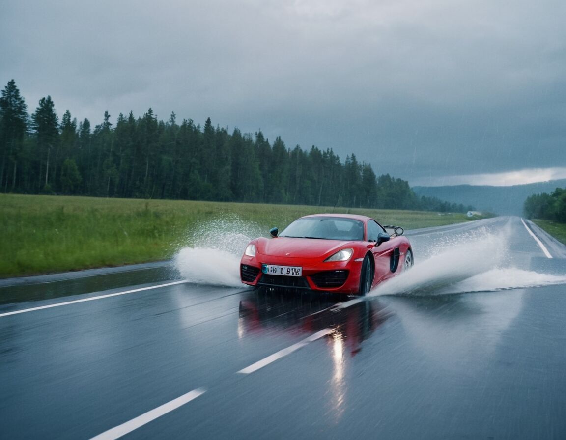 Aquaplaning kann Bremsweg erheblich verlängern - Was kann Aquaplaning (Wasserglätte) zur Folge haben? Risiken und Präventionsmaßnahmen im Straßenverkehr